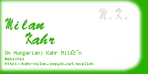 milan kahr business card